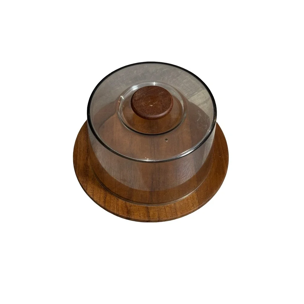 Mid-Century Danish‎ Teak & Acrylic Cheese Dome by Lüthje Wood